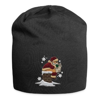 Le père Noël déchie dans la cheminée - Bonnet en jersey - noir - Devant