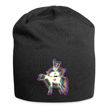 Vegan Veganer Veganerin Glitch - Jersey-Beanie - Schwarz - Vorne