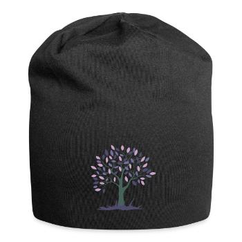 Baum mit rosa und lila Blättern - Jersey-Beanie - Schwarz - Vorne