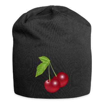 belles cerises rouges foncées croquantes - Bonnet en jersey - noir - Devant