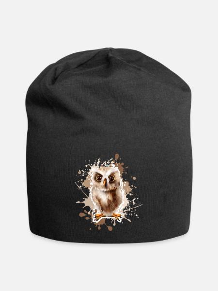 Eule - Jersey-Beanie - Schwarz