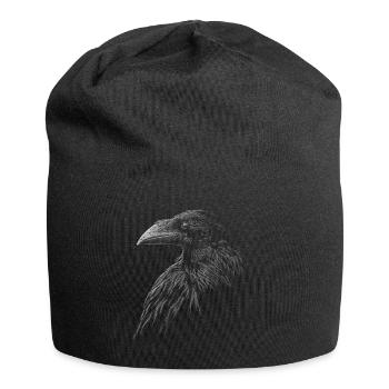 Mystischer schwarzer Rabe Krähe Illustration - Jersey-Beanie - Schwarz - Vorne