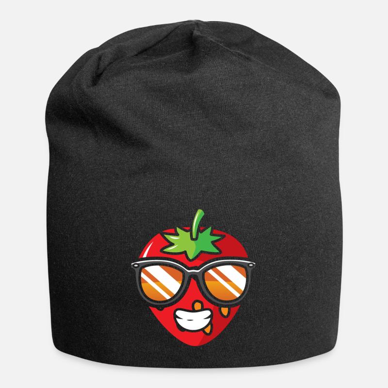 Erdbeere - Jersey-Beanie - Schwarz
