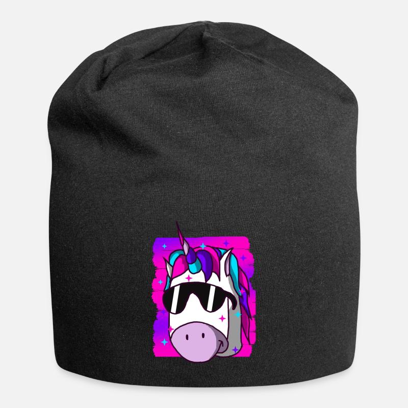 Einhorn - Jersey-Beanie - Schwarz