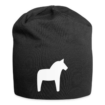 Dalahäst Pferd Schweden - Jersey-Beanie - Schwarz - Vorne
