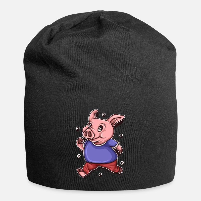 Schwein Schweinchen Tshirt Kinder Süß Geschenk - Jersey-Beanie - Schwarz