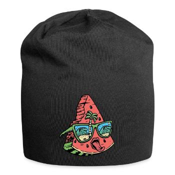Wassermelone - Sommer - Freche Früchte - Jersey-Beanie - Schwarz - Vorne