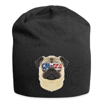 Pug USA Sunglasses I American Flag Pug - Jersey Beanie - black - Front