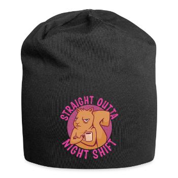 Direkte aus der Nachtschicht - Jersey-Beanie - Schwarz - Vorne