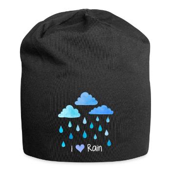J’aime la pluie, les gouttes de pluie, les nuages météorologiques, l’humidité - Bonnet en jersey - noir - Devant