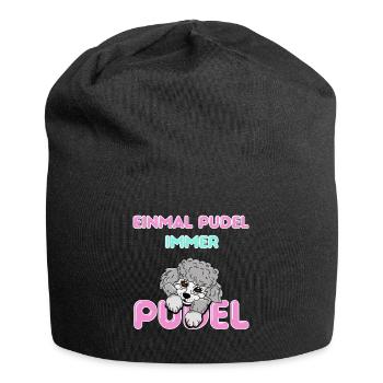 Auf den Pudel gekommen - süßer Silberpudel - Jersey-Beanie - Schwarz - Vorne