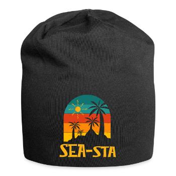 Seasta Beach Summer Ocean Tropical Seaside Trip - Jersey Beanie - black - Front
