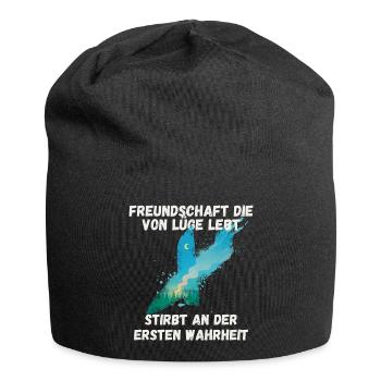 freundschaftsprüche Freundschaft die von Lüge lebt - Jersey-Beanie - Schwarz - Vorne