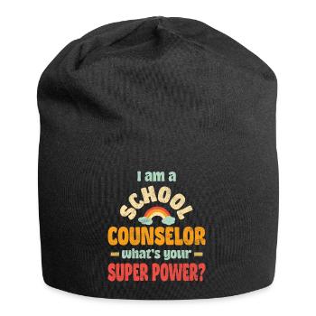 I am a school counselor, what’s your super power? - Jersey-Beanie - Schwarz - Vorne