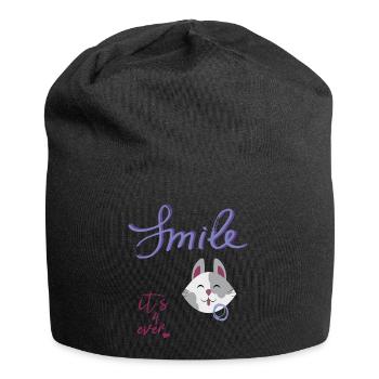 Smile, Laughter, Cat - Jersey Beanie - black - Front