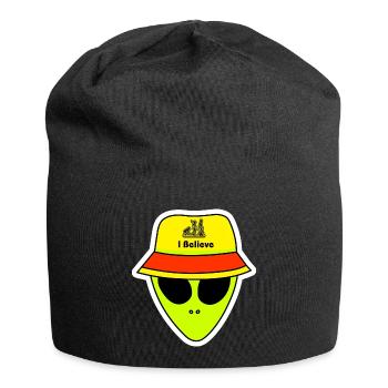 Alien in I Believe Bucket hat - Jersey Beanie - black - Front