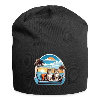 Cats by the sea - Jersey Beanie - black - Front
