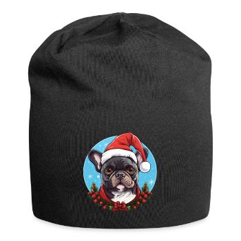 Chien de race Bulldog Français ambiance Noël - Bonnet en jersey - noir - Devant
