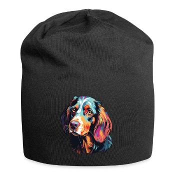 English Setter Hund Porträt Pop Art Stil - Jersey-Beanie - Schwarz - Vorne