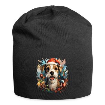 Fox Terrier Dog Christmas Party Breed - Jersey Beanie - black - Front