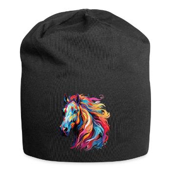 Colorful horse portrait pop art style - Jersey Beanie - black - Front