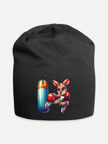 Ein niedliches Box-Känguru im Manga-Stil - Jersey-Beanie - Schwarz