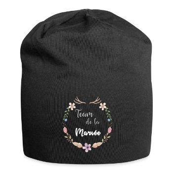 Bohemian Wedding Kollektion - Team de la Bride - Jersey-Beanie - Schwarz - Vorne