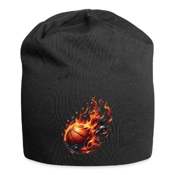 Un ballon de basket en feu - Bonnet en jersey - noir - Devant
