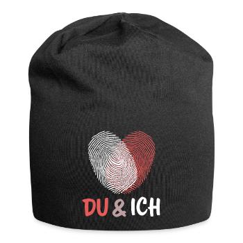 Du und Ich - Valentinstag - Liebe Herz - Jersey-Beanie - Schwarz - Vorne