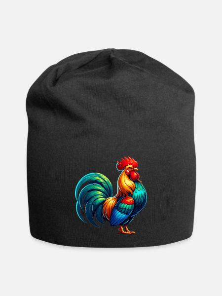 Schönes Hahn-Bild - Jersey-Beanie - Schwarz