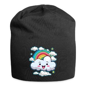Cute cloud with rainbow - Jersey Beanie - black - Front