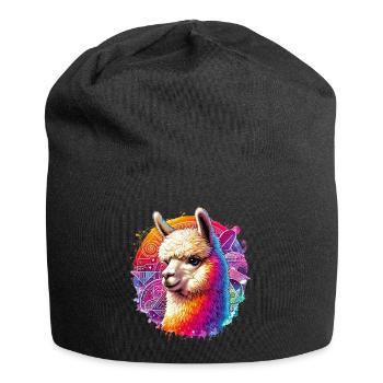 Alpaka - Jersey-Beanie - Schwarz - Vorne