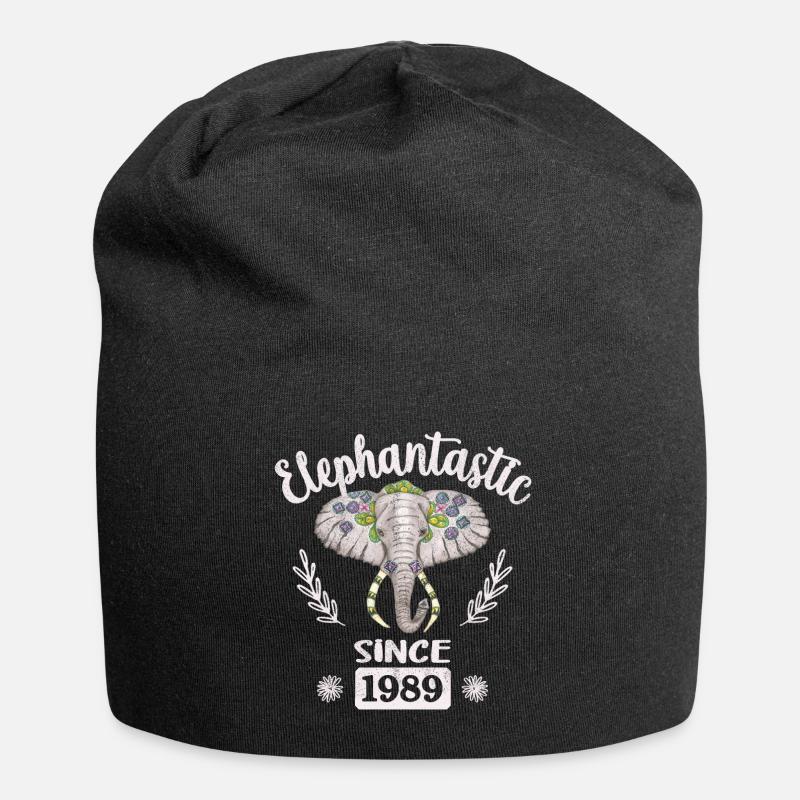Elephantastic since 1989, Elephant Head Decorated - Jersey Beanie - black