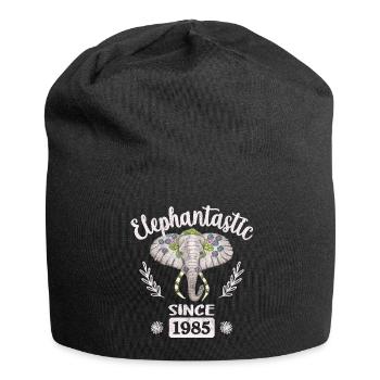 Eléphantasique depuis 1985, Tête d’éléphant décorée - Bonnet en jersey - noir - Devant
