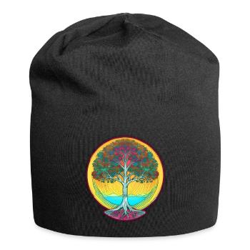 Germanic and Viking World Tree Yggdrasil - Jersey Beanie - black - Front