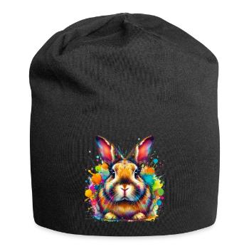 Kaninchen - Jersey-Beanie - Schwarz - Vorne