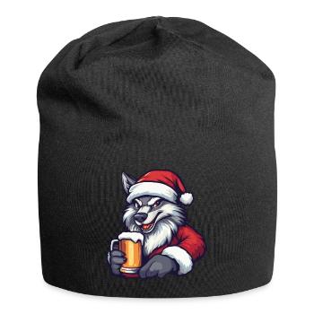 Wolf Weihnachten Bier Lustig - Jersey-Beanie - Schwarz - Vorne