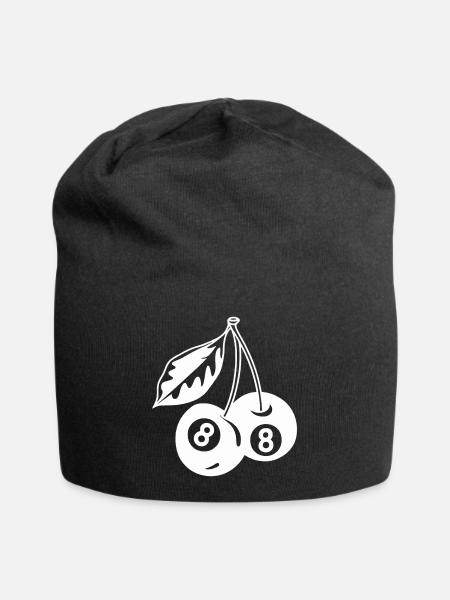 8-Kugel Kirschen Kreativ Minimalistisch - Jersey-Beanie - Schwarz