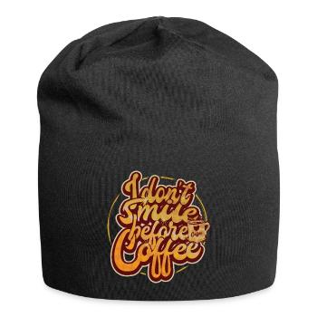 Je ne souris pas avant le premier café. Drôle - Bonnet en jersey - noir - Devant