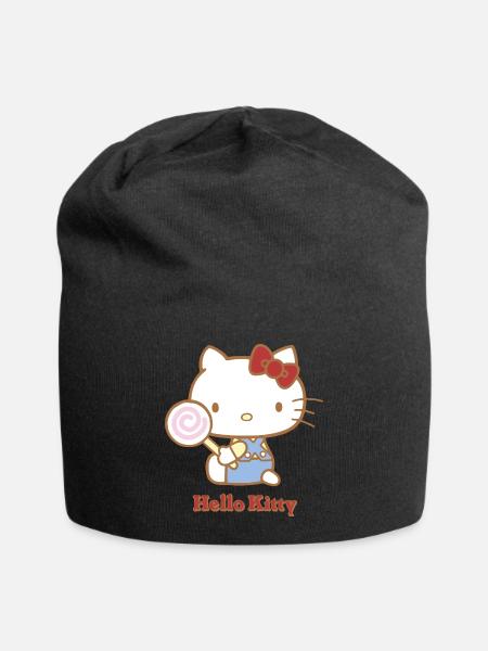 Hello Kitty Mit Einem Lollipop - Jersey-Beanie - Schwarz