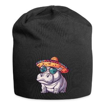 Hippopotame Drôle Sombrero - Bonnet en jersey - noir - Devant