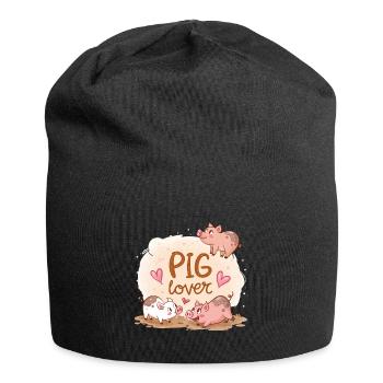 Vitrine de Cochons Amusants et Chaleureux - Bonnet en jersey - noir - Devant
