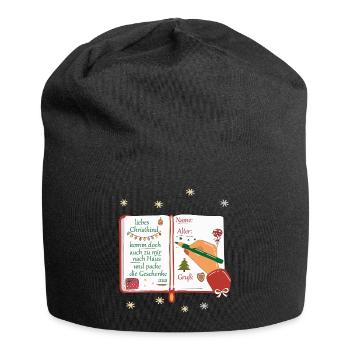 Wunschzettel Christkind  - Jersey-Beanie - Schwarz - Vorne