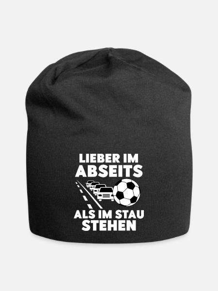 Lieber im Abseits als im Stau stehen - Jersey-Beanie - Schwarz