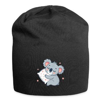 Kuscheliges Koala-Pastellstern-Kissen - Jersey-Beanie - Schwarz - Vorne
