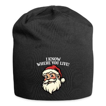 Je sais où tu habites - Père Noël - Bonnet en jersey - noir - Devant