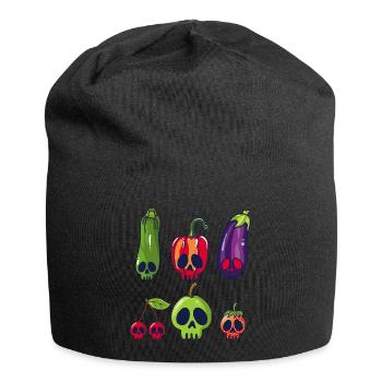 Fruit and vegetable skulls - Jersey Beanie - black - Front