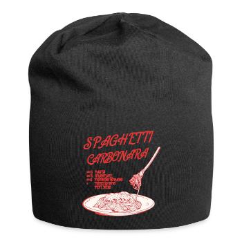 Recette de spaghetti à la carbonara - Bonnet en jersey - noir - Devant