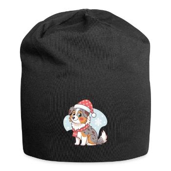 Snow dog Christmas hat - Jersey Beanie - black - Front