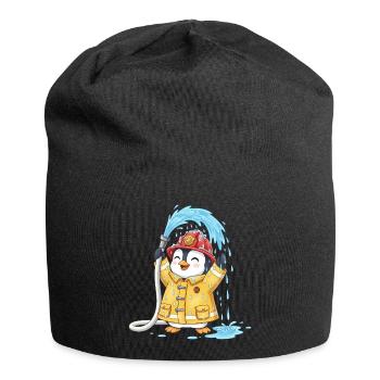 Pinguin Feuerwehrmann Kinder Wasserspaß Schlauch - Jersey-Beanie - Schwarz - Vorne